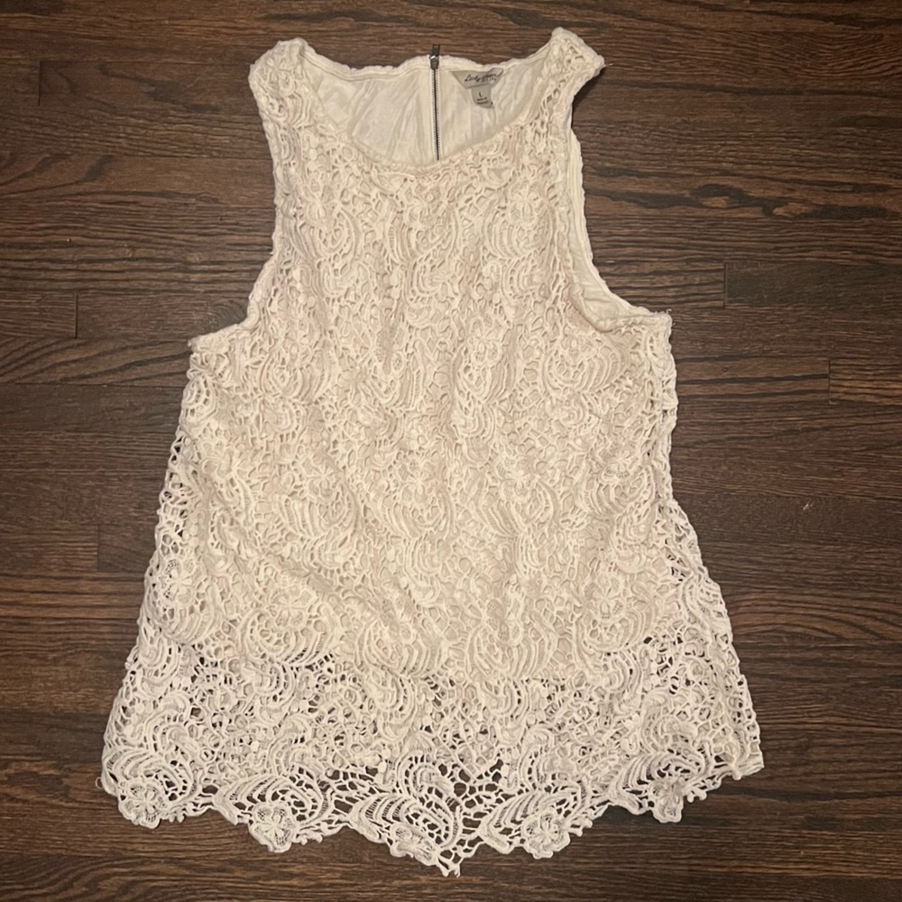Lucky brand lace blouse sleeveless, elegant top